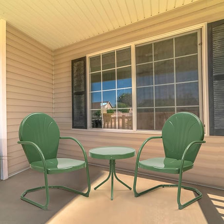 Patio Bistro Set Retro Metal Outdoor Seating Conversation 3 Pieces, 2 C-Spring Motion