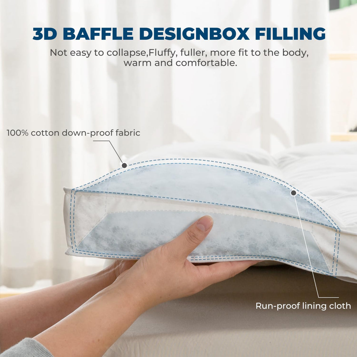 Down Feather Bed Mattress Topper,Down Matress Topper Cover with Straps