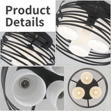 Black Flush Mount Ceiling Light - 3-Light Drum Semi Flush Mount