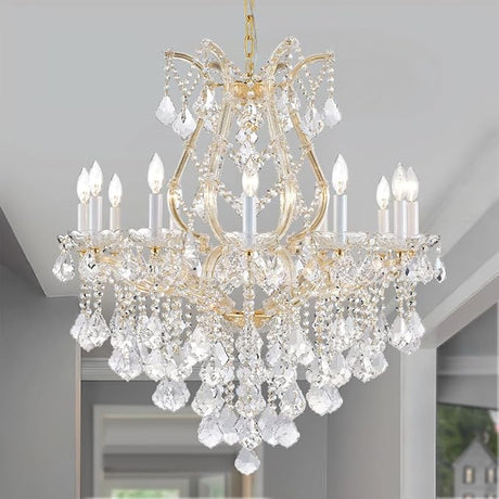 Large Silver Modern Crystal Chandelier Light Fixtures - 24 Lights, Pendant Light Foyer