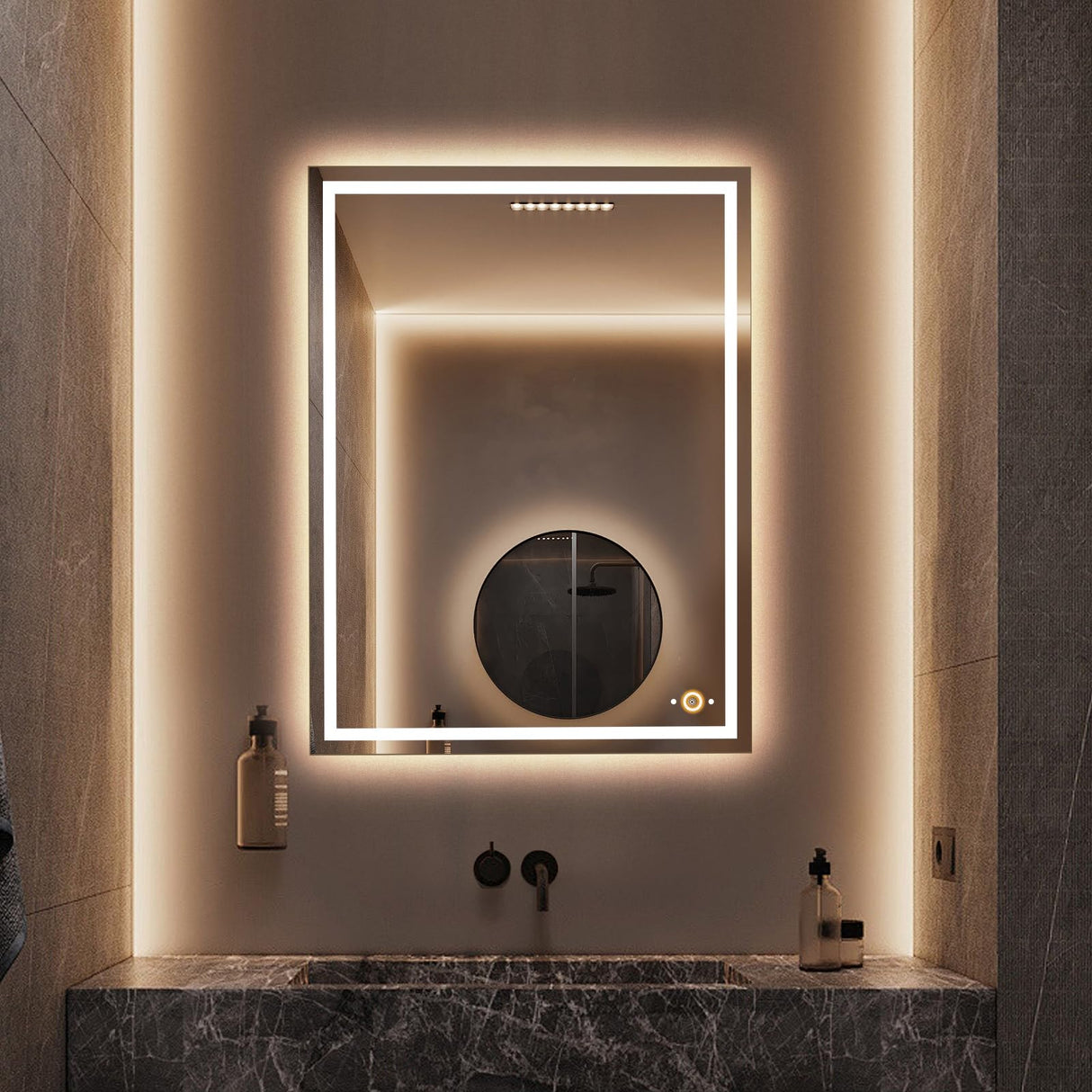 LED Bathroom Mirror 24x32 - Dimmable, Anti-Fog, Hand Wave Control