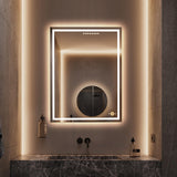 LED Bathroom Mirror 24x32 - Dimmable, Anti-Fog, Hand Wave Control