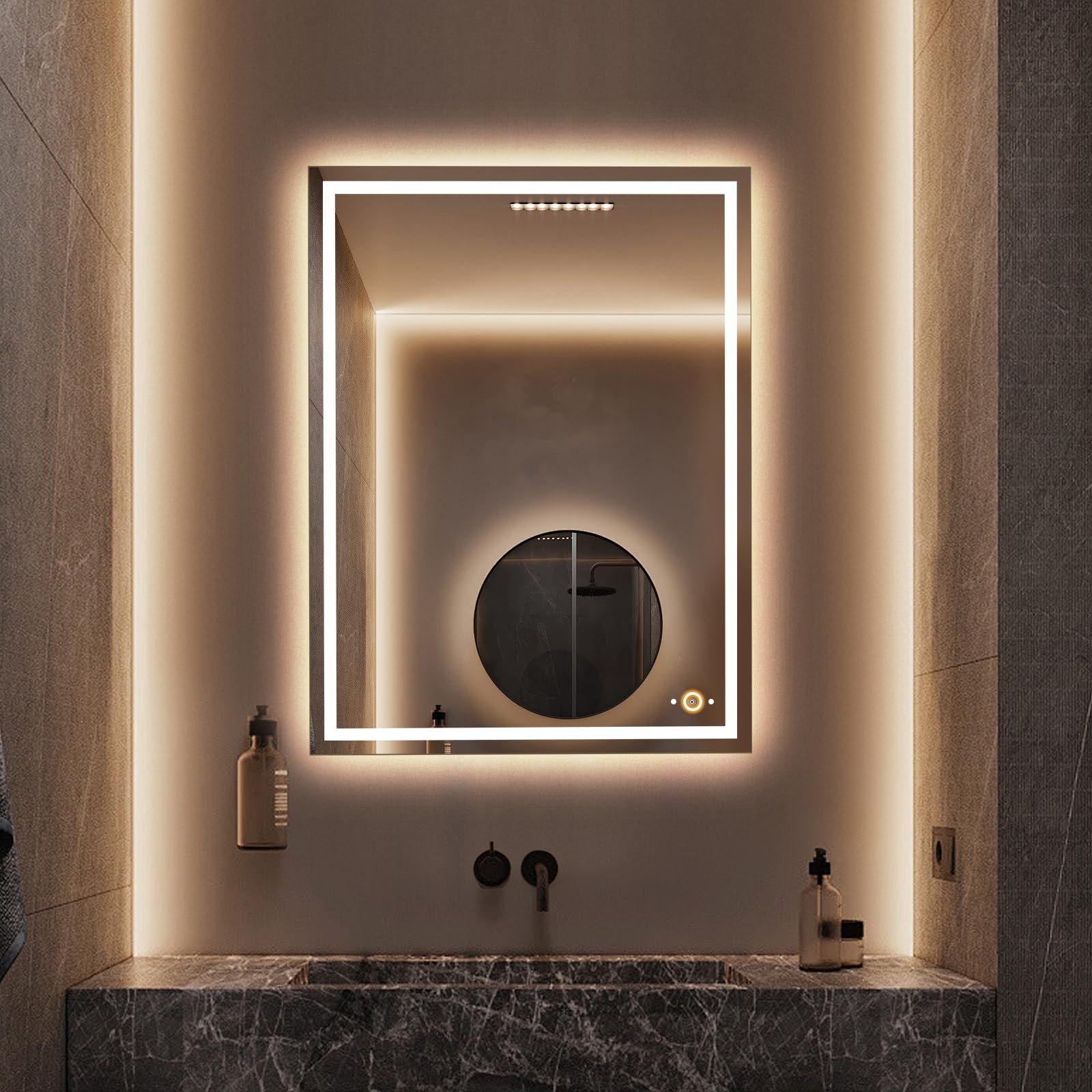 LED Bathroom Mirror 24x32 - Dimmable, Anti-Fog, Hand Wave Control