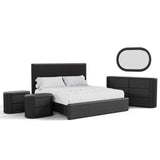 Elizea Modern Contemporary Solid Wood 5-Piece Queen Panel Bedroom Set with USB