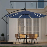 10ft Solar Lighted Patio Umbrella with Base Included, Outdoor Offset Cantilever Umbrella