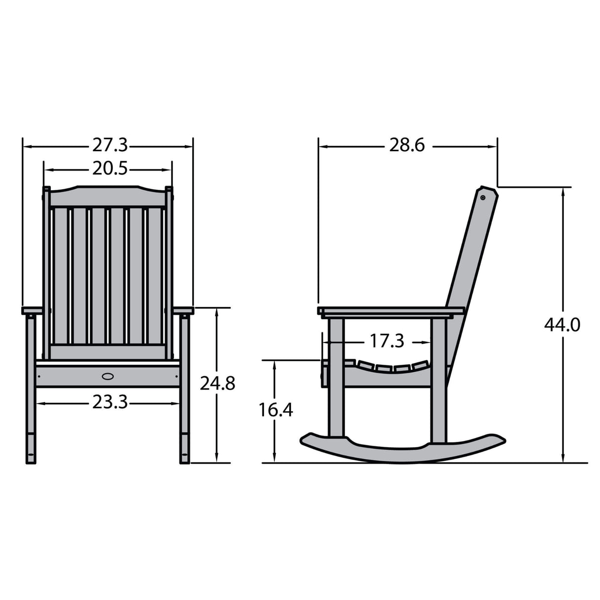 AD-RKCH1-BKE Lehigh Rocking Chair, Black