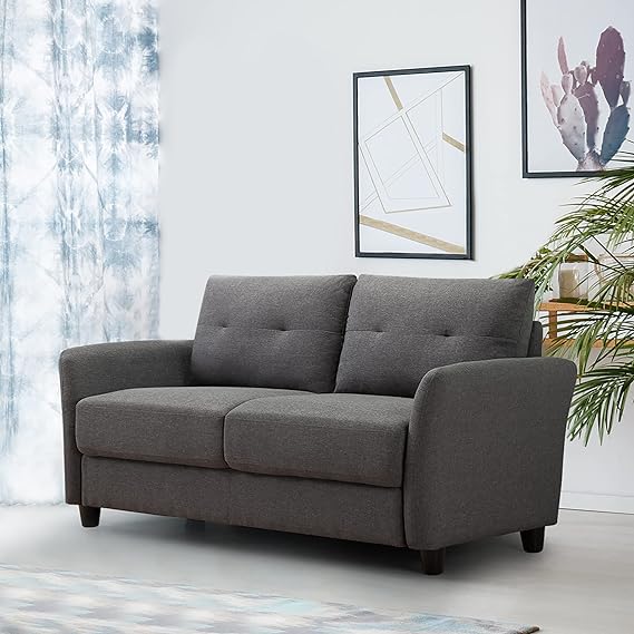 Ricardo Sofa Couch / Tufted Cushions / Easy, Tool-Free Assembly, Soft Grey