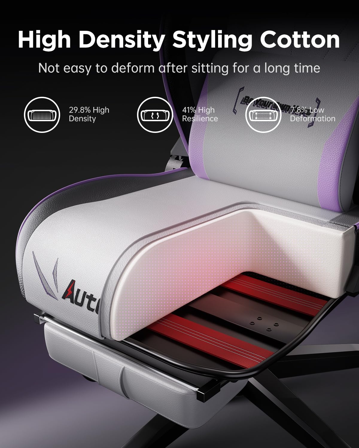 C3 Ergonomic Gaming Chair with Lumbar Support and Footrest - White