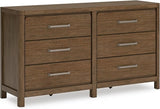 Cabalynn Casual 6 Drawer Dresser with Felt-lined Top Drawer for Bedroom, Light Brown