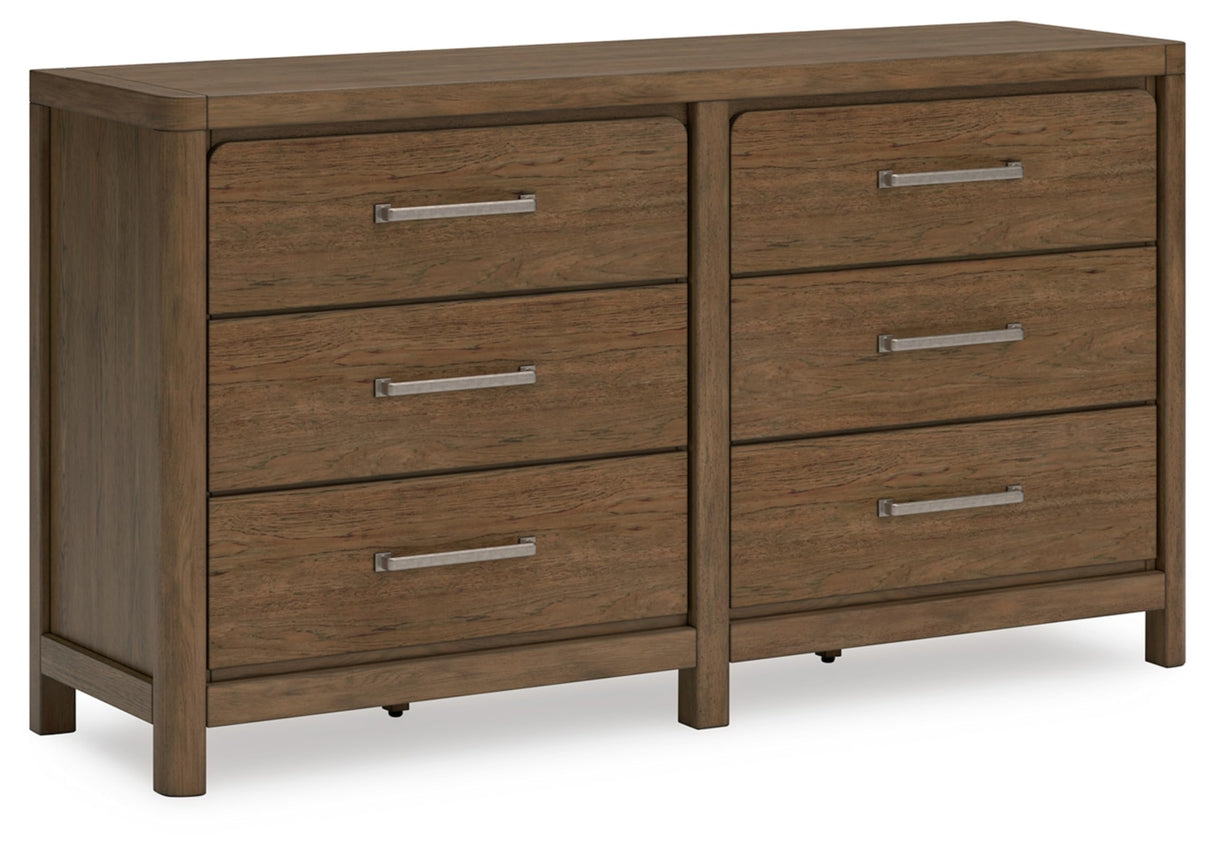 Cabalynn Casual 6 Drawer Dresser with Felt-lined Top Drawer for Bedroom, Light Brown