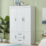 74" H Closet with Doors White Wooden Armoire Wardrobe Closet Freestanding