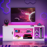 Gaming TV Stand with Removable Glass Shelves for 55/60/65 Inch TV