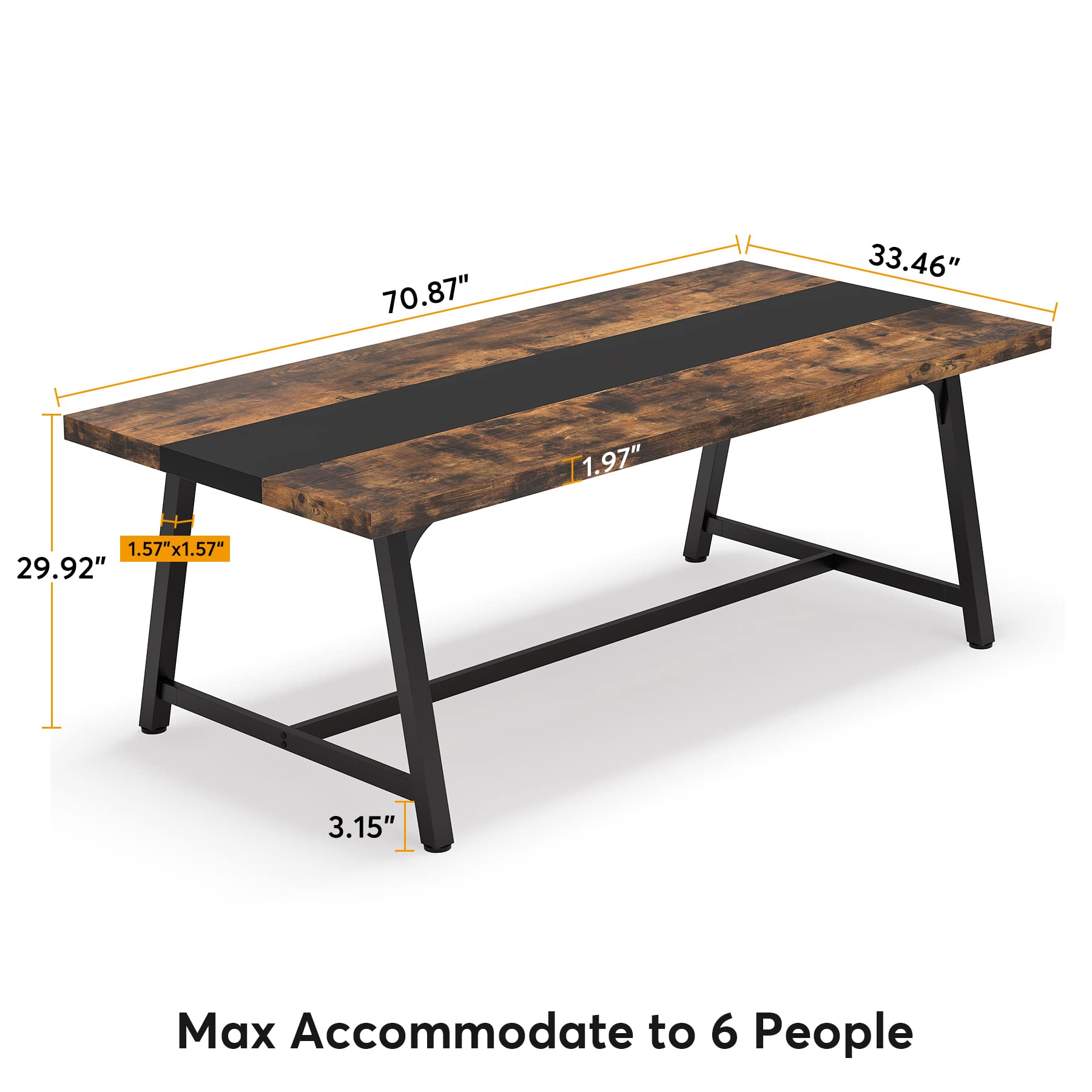 6FT Rectangle Conference Table, 70.87 Inches Long Meeting Table