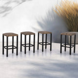 Outdoor Bar Stools Set of 4, 26” Wicker Seat Counter Height Backless Barstools