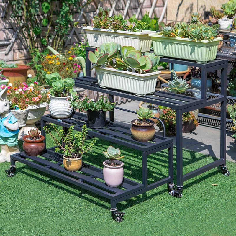 Metal Plant Stand for Outdoor Indoor, 4-Tier Aluminum Plant Stands, Multiple Plants Shelf