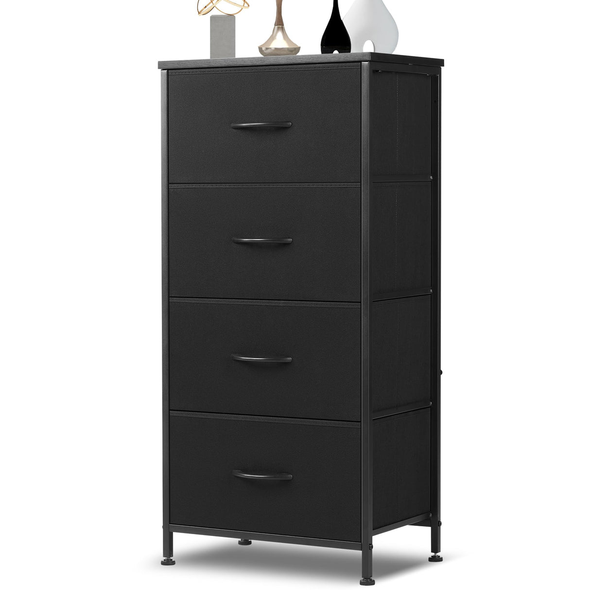 Dresser for Bedroom, 4 Storage Drawers, Tall Fabric Closet Chests Organizer