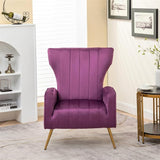 Armchair Modern Velvet Accent Chair, Channel Tufted Bedroom, Office or Living Room