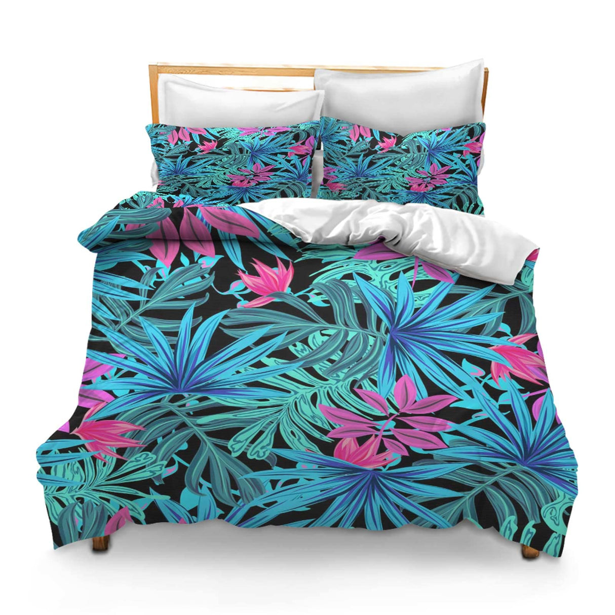 3PCS Comforter Cover Set with 2 Pillow Shams Lightweight King Sheets Picture Tropical