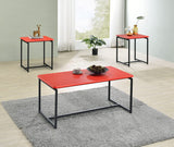 GT 3 Piece Red Carbon Fiber Wrap Coffee Table and End Table Set