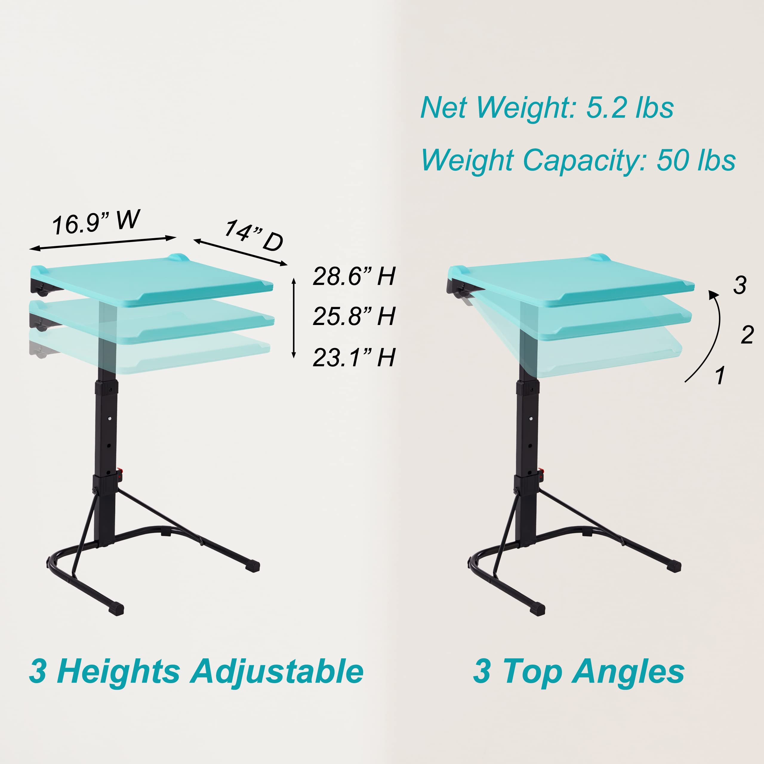 Folding TV Tray Table, Adjustable TV Dinner Table, Foldable Tray Table