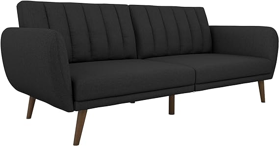 80'' Faux Leather Sofa Couch, Mid-Century Modern Sofa with Solid Wooden Frame