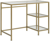 Aimee Small Home Office Vanity Desk with Storage Shelves, Gold