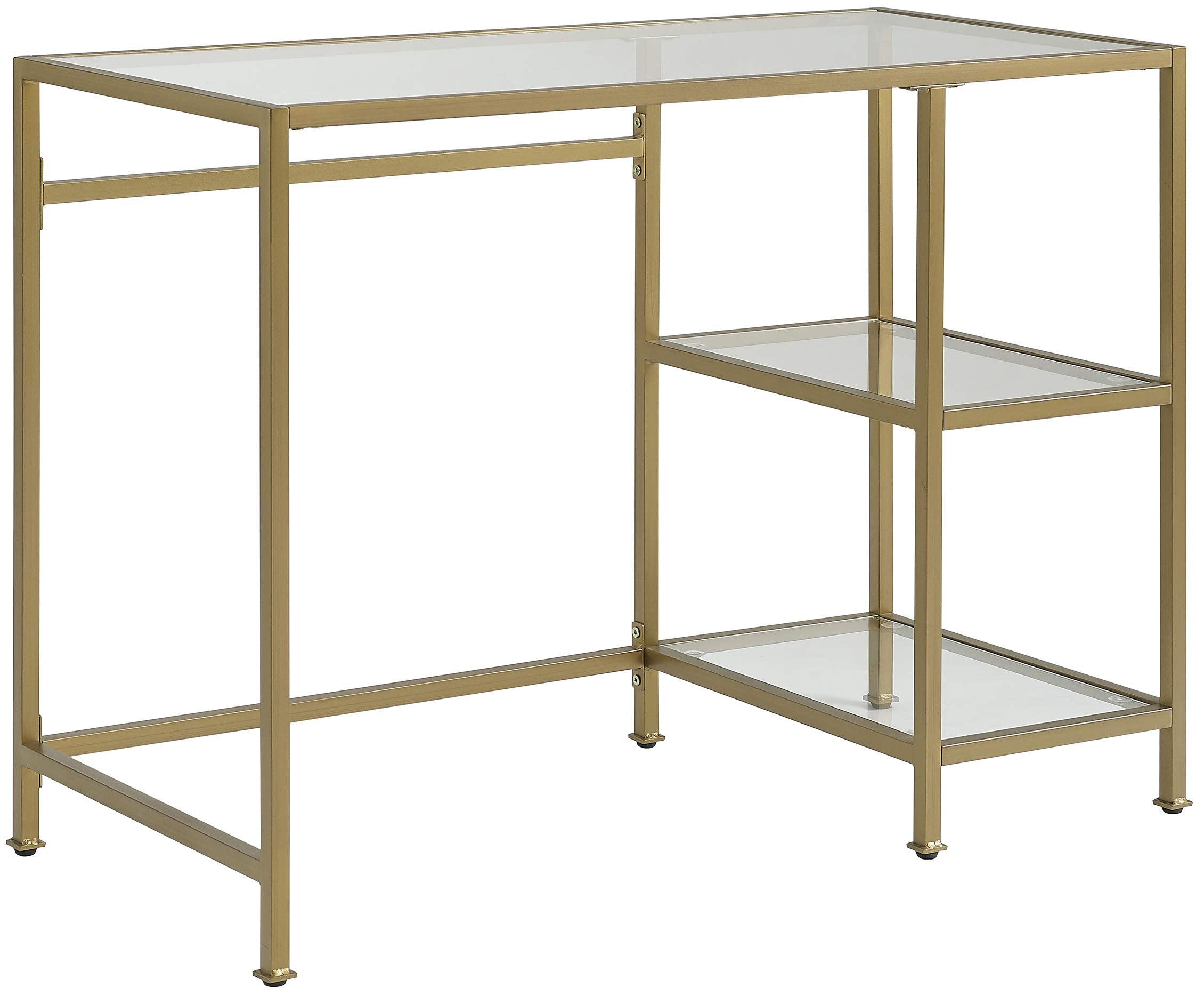 Aimee Small Home Office Vanity Desk with Storage Shelves, Gold