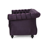 Karen Traditional Chesterfield Loveseat Sofa, BlackBerry