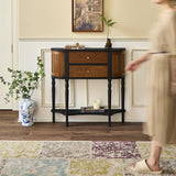 Entryway Table, Narrow Sofa Table, Semi-Circle Entryway Storage Shelf