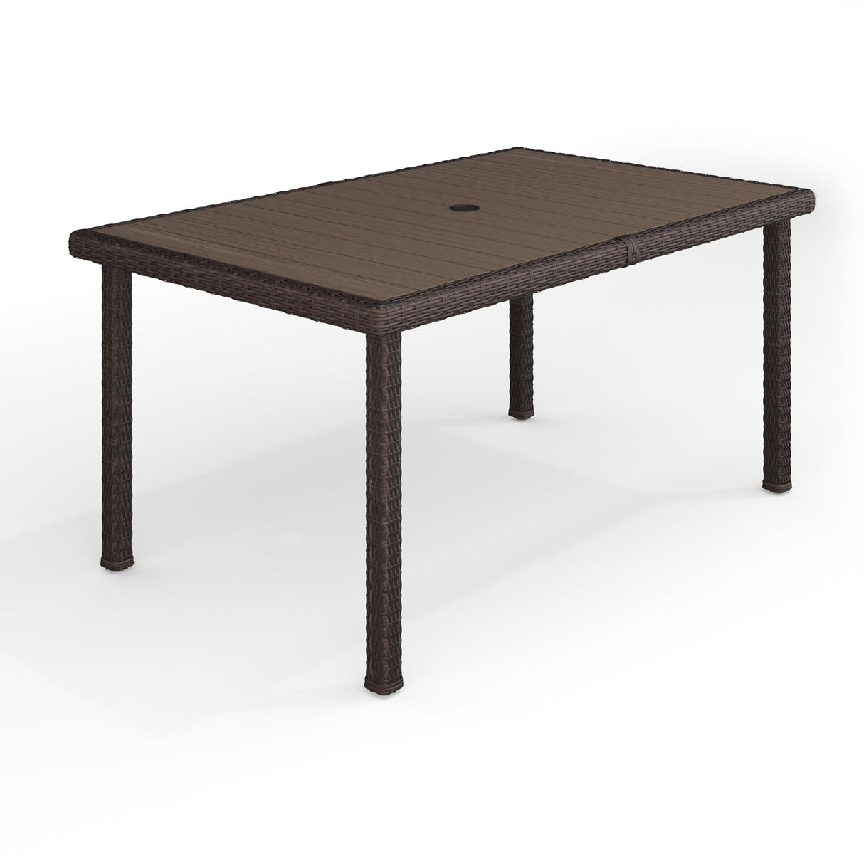 Bedford 60" Indoor-Outdoor Patio Table with Faux Wood Top and Rattan Wicker