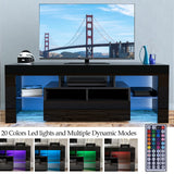 LED Black TV Stand for 50/55/60inch TV,Modern Entertainment Center with Storage