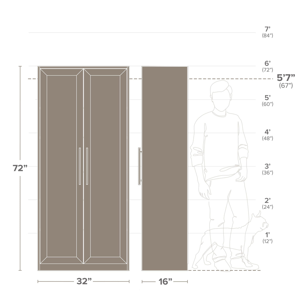 Elite Premium Home Doors, Storage, Bathroom, Pantry Cabinet with 5 Shelves