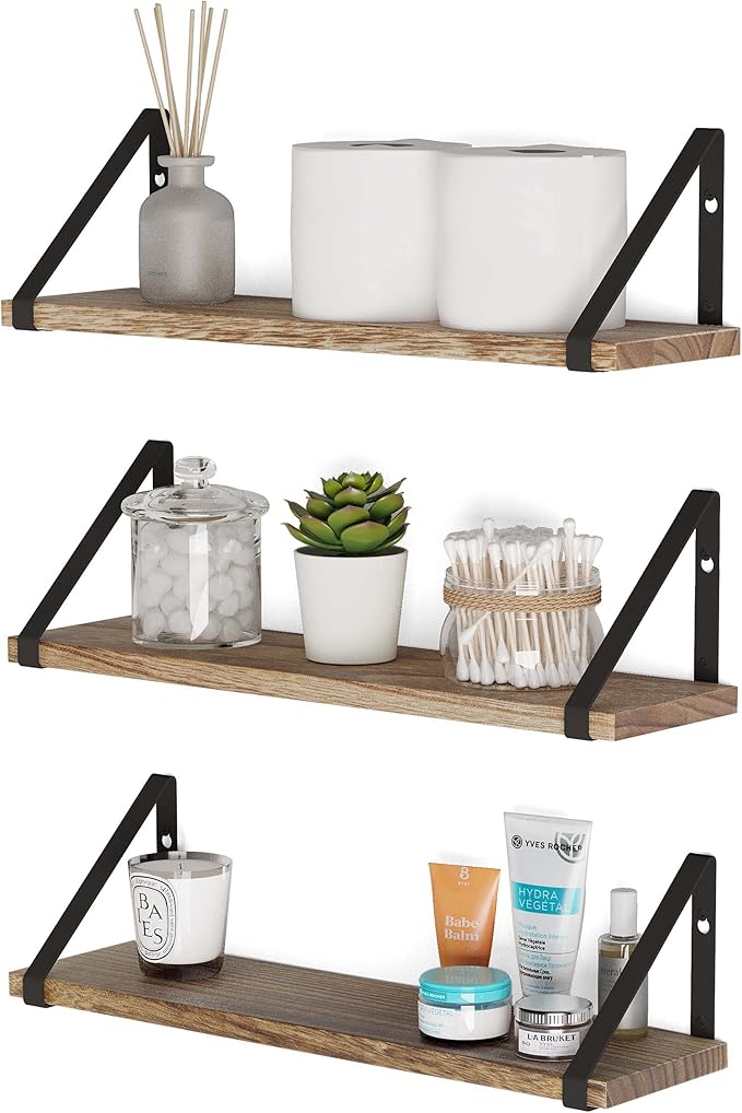 Ponza Floating Shelves for Wall, Laundry Room and Bathroom Storage Shelf Unit Set of 3