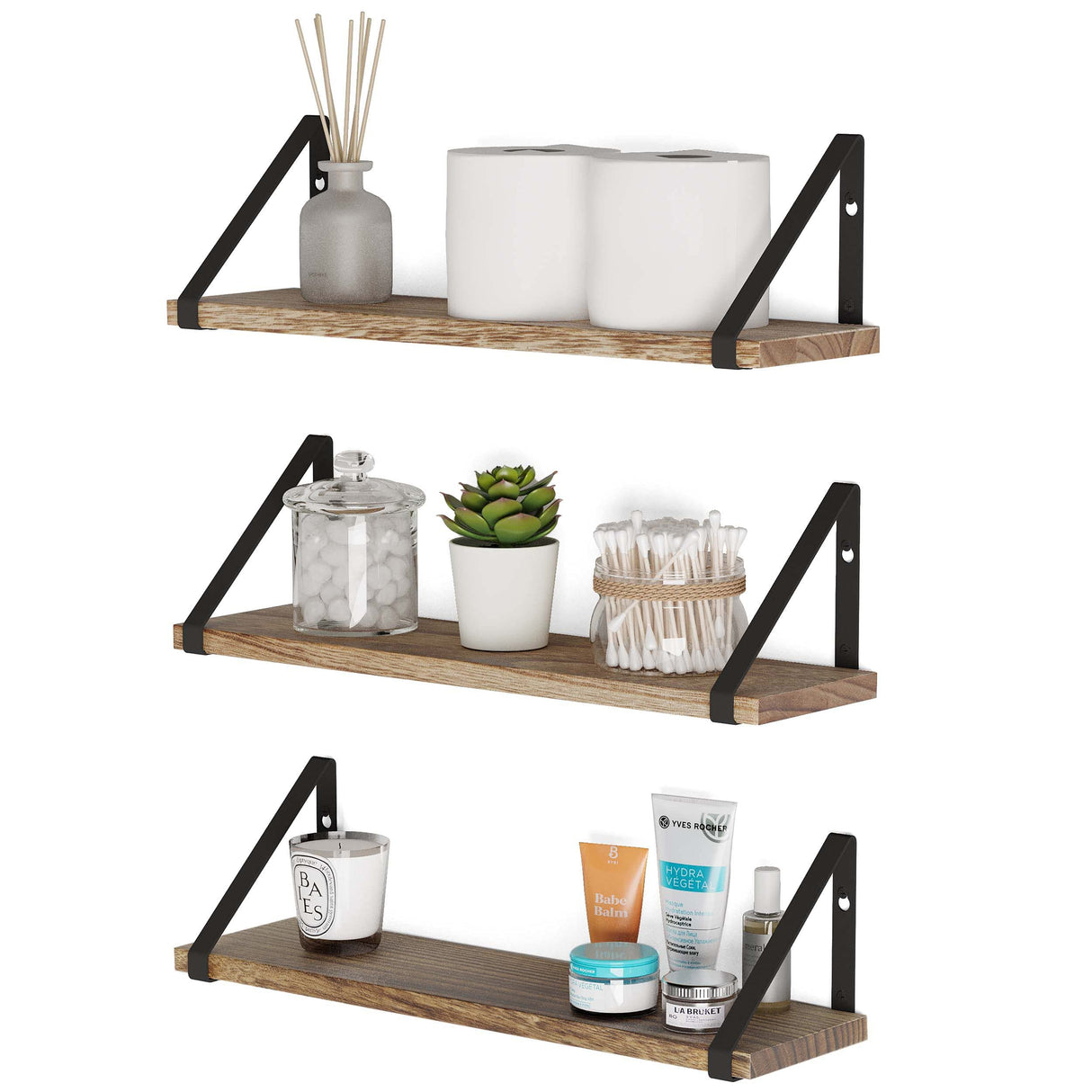 Ponza Floating Shelves for Wall, Laundry Room and Bathroom Storage Shelf Unit Set of 3