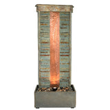 Rippled Slate 48-inch Outdoor Water Fountain - Outdoor Water Feature with LED Light