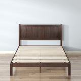 Adrian Wood Rustic Style Platform Bed with Headboard, No Box Spring Needed, Wood Slat