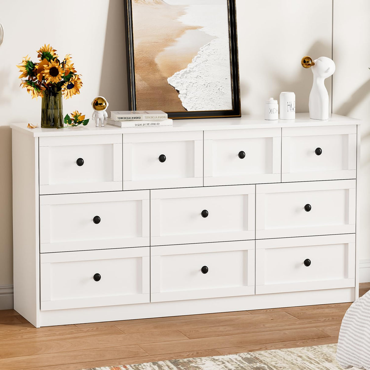 10 Drawer Dresser for Bedroom, 59.1" Wide Dressers & Chests of Drawers with Gold Handle,