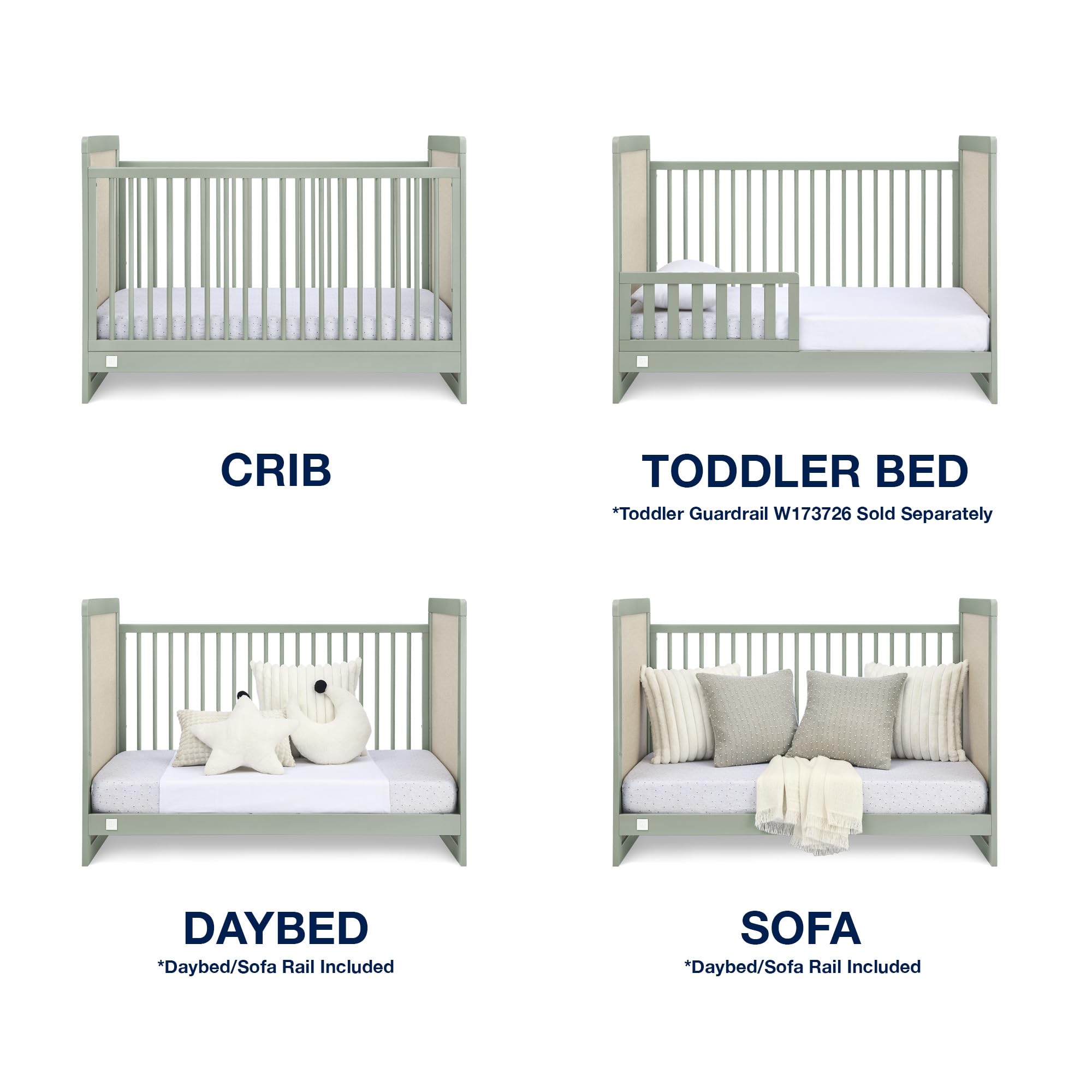 babyGap Liam 4-in-1 Convertible Crib - Greenguard Gold Certified, Sage Green/Natural