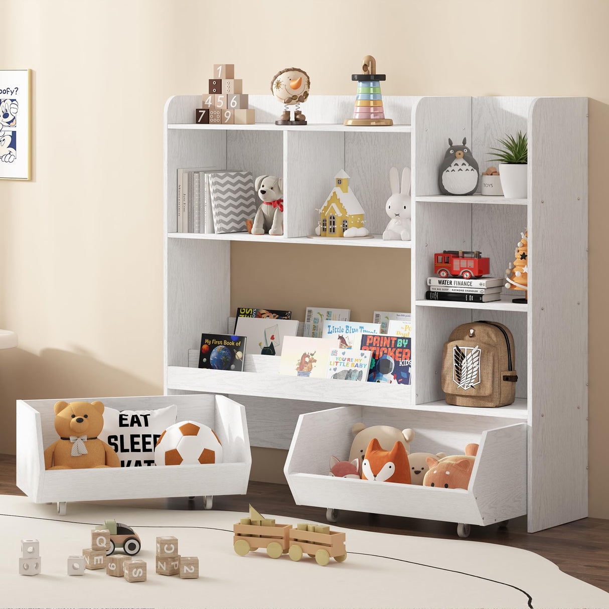 Toy Storage Cabinet and Organizer, Boys and Girls Bookshelf Muti-Functional Kids