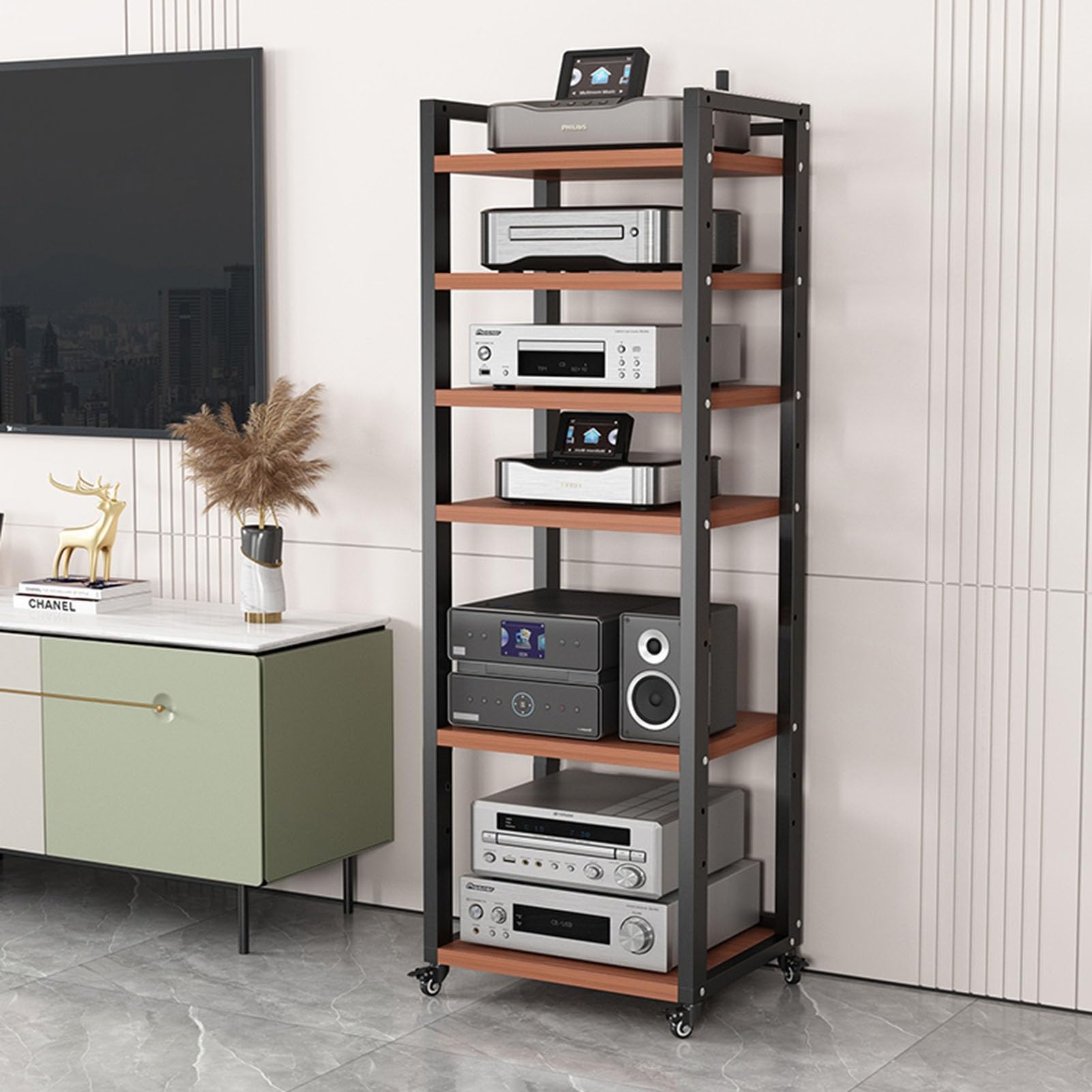 Media Storage Cabinet with Universal Wheel, Stereo Cabinet