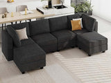 L Shaped Sofa with Storage Seat Fabric Modular Sectional Couch Reversible Chaise