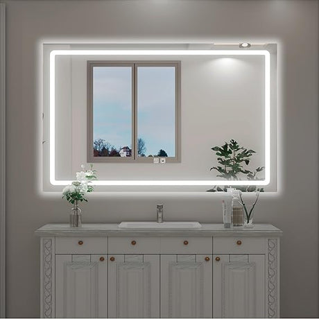 for Bathroom 28 x 36 Inch Lighted Bathroom Mirror Wall Mount Mirror, Frameless LED