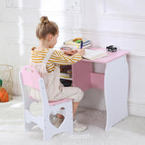 Kids Desk and Chair Set, Children Study Desk with Storage Shelf