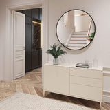 30 Inch Black Round Bathroom Mirror - Modern Metal Frame Wall Mirror