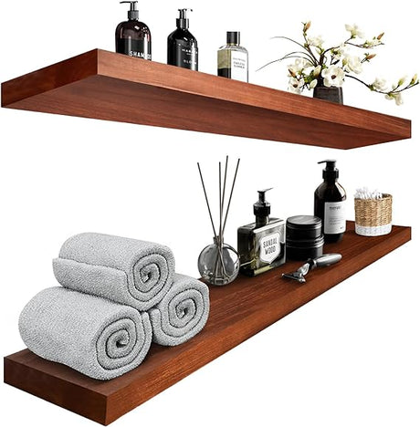 Floating Shelves for Wall, Natural Wood Shelf Decor for Bathroom Kitchen Bedroom