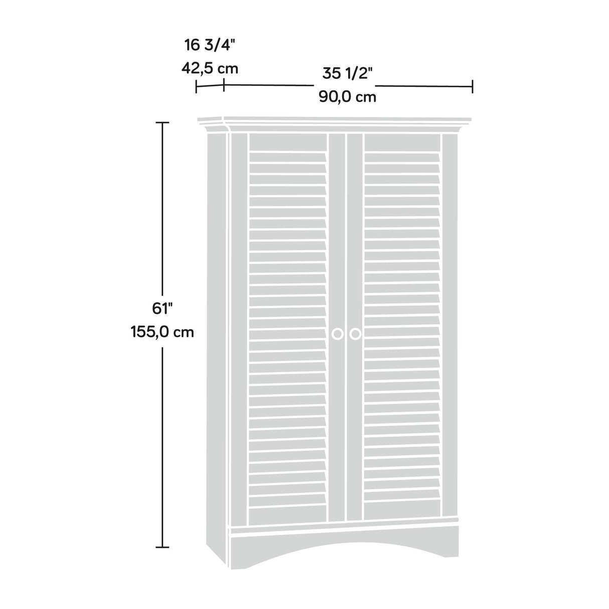 Harbor View Storage Pantry Cabinet, L: 35.43" x W: 16.73" x H: 61.02", Antiqued