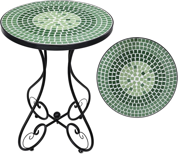 Outdoor Side Table Mosaic Patio Table Accent Tables Mosaic Tile Top Metal Frame