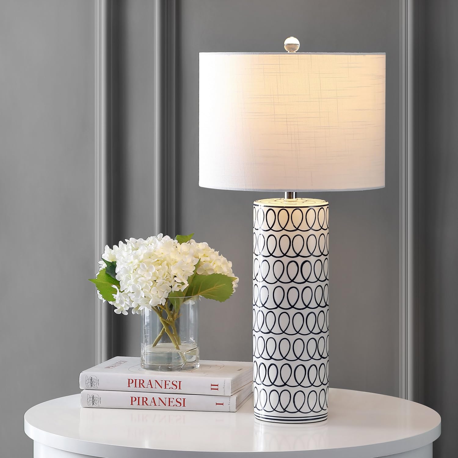 JYL6614A Loop 28.75" Ceramic Modern Column LED Farmhouse Table Lamp Bohemian