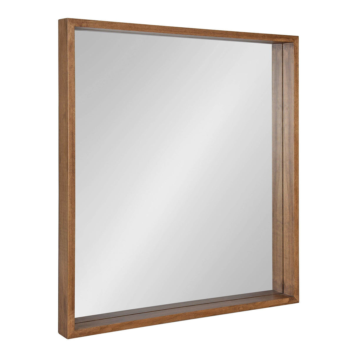 Hutton Rustic Wood Square Mirror, 30" x 30", Natural, Modern Farmhouse Wall Display