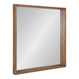 Hutton Rustic Wood Square Mirror, 30" x 30", Natural, Modern Farmhouse Wall Display